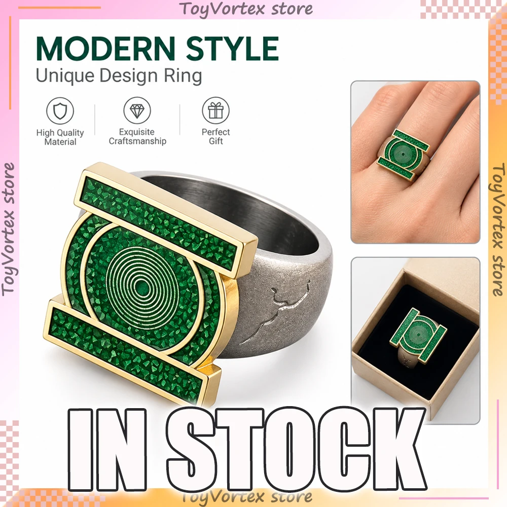 Green Lantern Ring IN STOCK John Stewart Cosplay Movie Merchandise Metal Ring Accessories Gifts Cosplay Halloween Christmas Gift