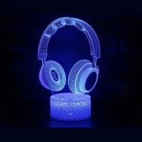 Colorful Creative 3D Headphone Night Light for PlayStation - Acrylic LED USB Powered Icon Design Illusion Lamp, Unique and Vibra
