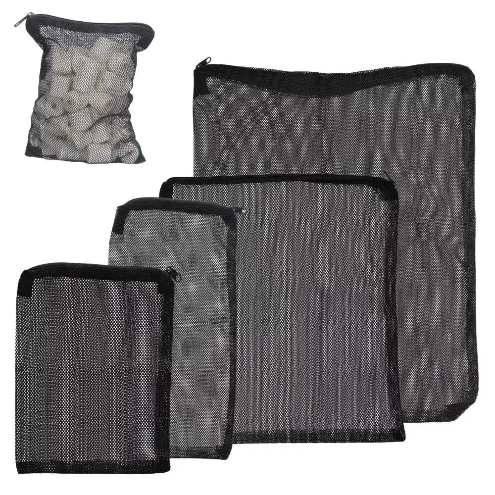 Pond Media Nylon Filter Bag Filter Supplies Isolation Bag Reusable Mesh Zip Net Bag for Aquarium Fish Tank Black Filter Net Bag