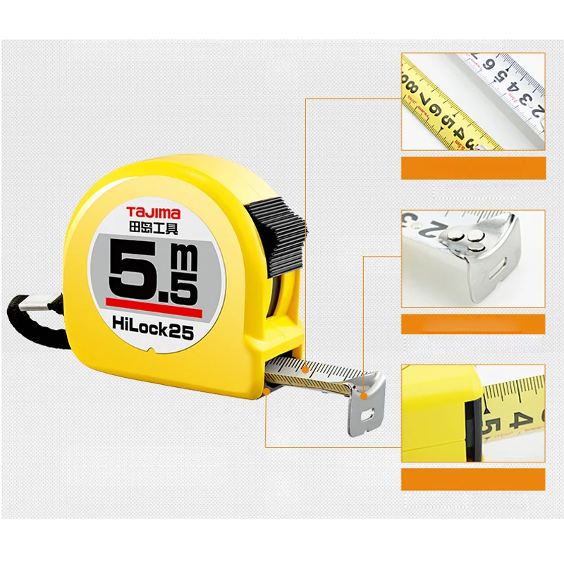 Tajima Tape Measure 2-7.5 Meters Anti-Fall Band Tapes Portable Length Measuring Tool Metric Precise And Clear JIS1 Japan Brand