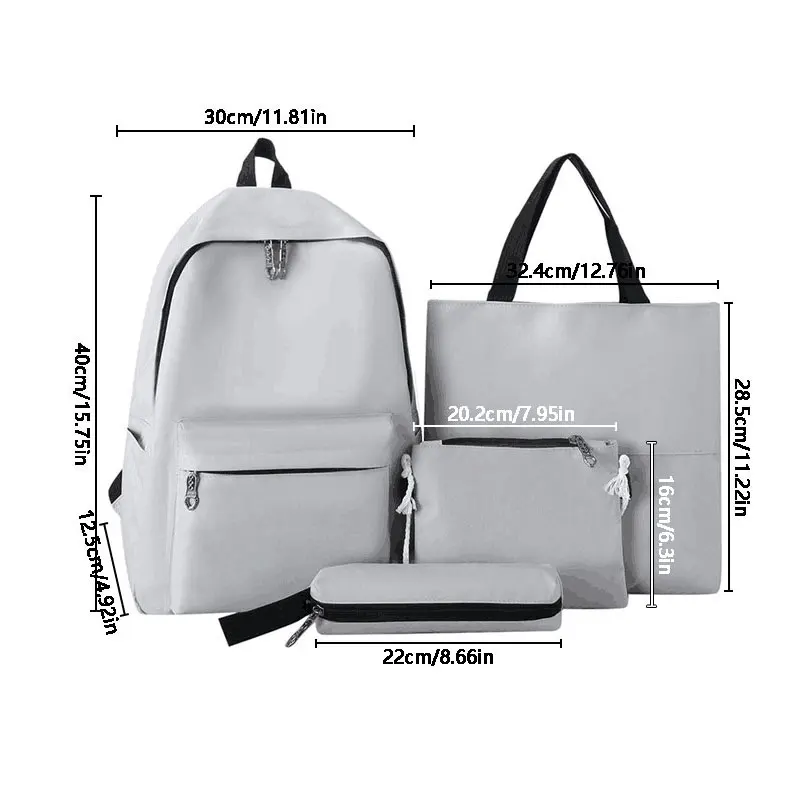 4PCS Fashion Four Sets Of Schoolbag Female Korean Version Of large-capacity Students Shoulder Bag Simple