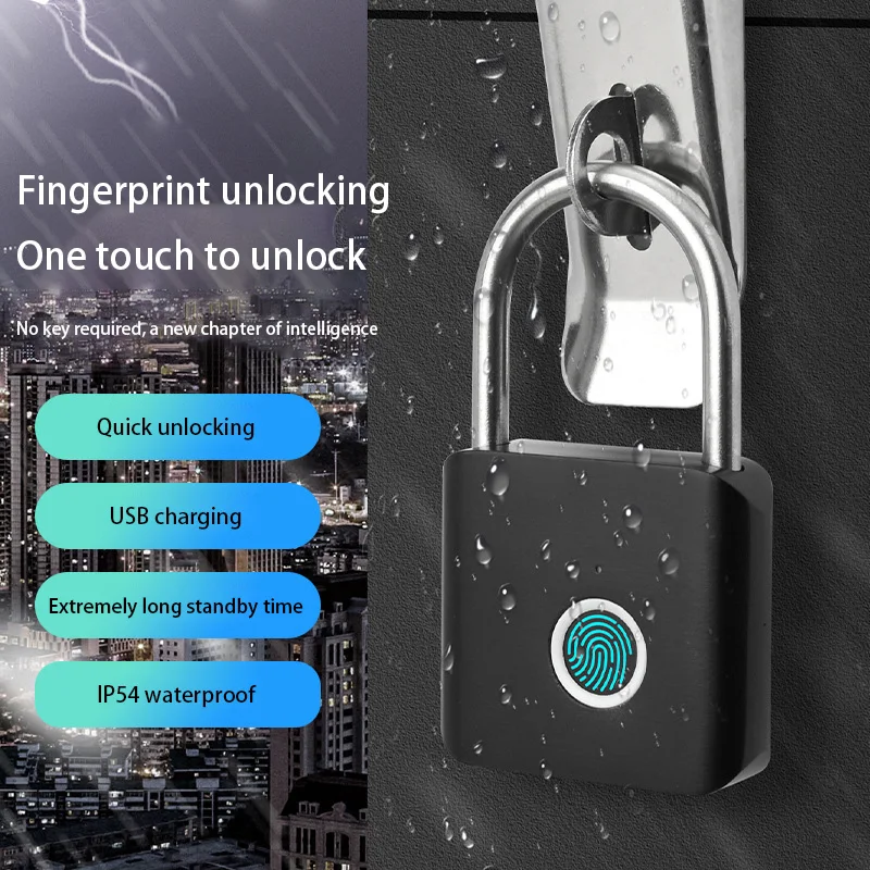 Xiaomi Smart Fingerprint Padlock Outdoor IP54 Waterproof Rust-proof Padlock Smart Electronic Anti-theft Password Lock Cabinet