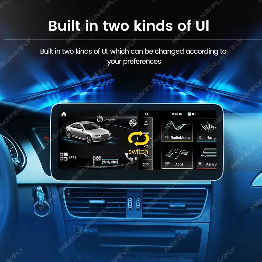 MEKEDE EU Warehouse Android 14 Pantalla táctil de 10.25 pulgadas Inalámbrico CarPlay Android Auto Radio de coche de 8 núcleos 2 Din para Audi A4 A4L B8 A5 2009-2018 Navegación GPS FM Audio Estéreo Reproductor multimedia central Sistema de audio inteligente para coche 5