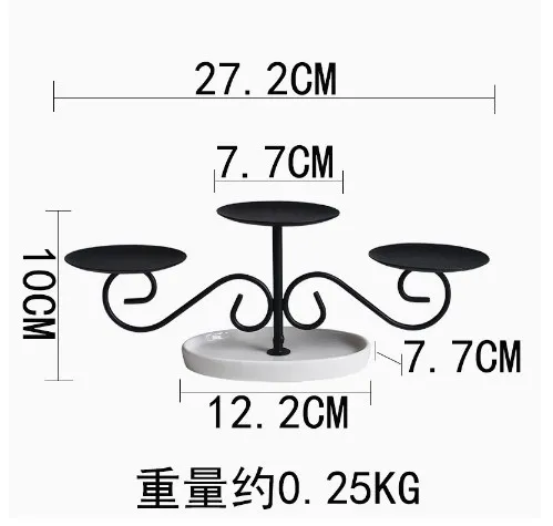 

European Style Wrought Iron Candlestick Holder Ceramic Tray Elegant Romantic Candlelight Dinner Decor Dining Room Table Home