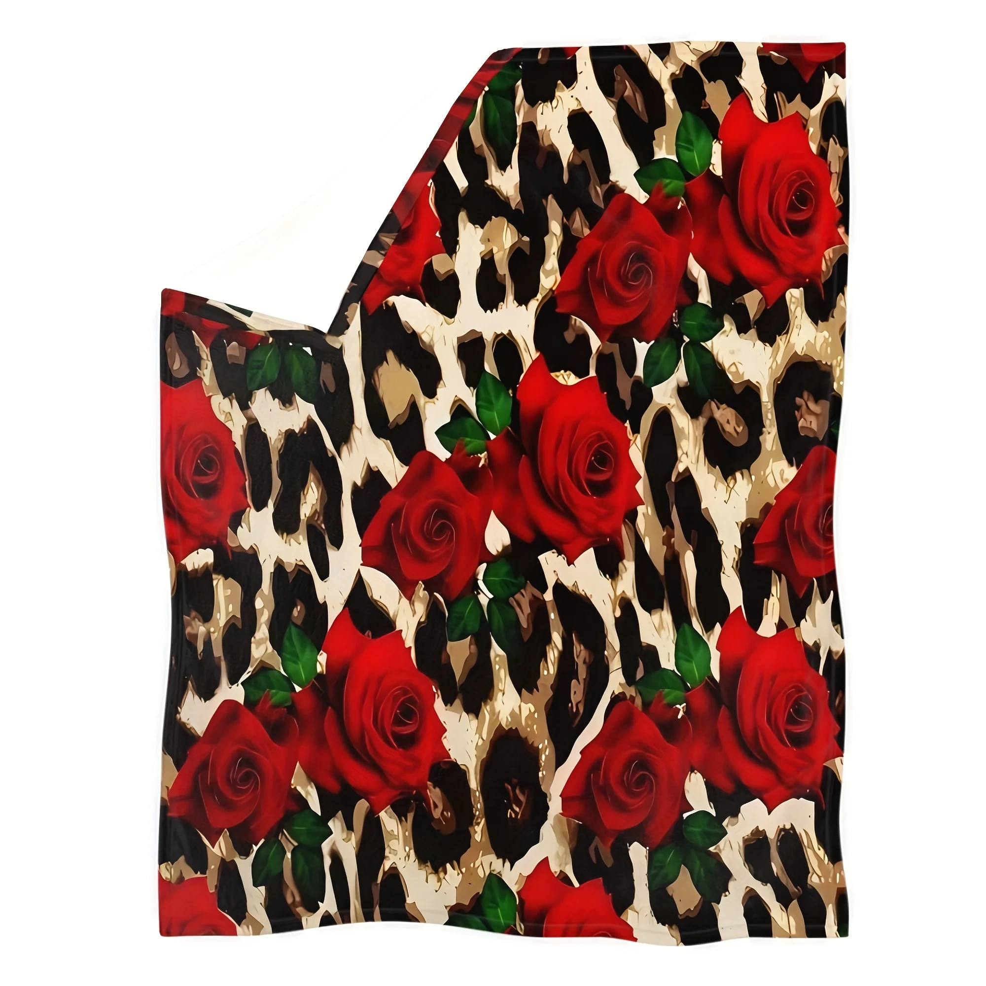 

Leopard print rose wool blanket, comfortable home decoration for midday rest and office blanket 1pc