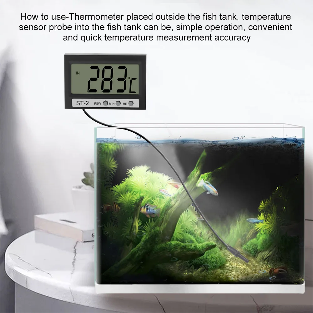 Yieryi ST-2 Aquarium Reptile Pets Thermometer Digital Refrigerator Food Storage Temperature Tester -50 °C~+70 °C Indoor Outdoor