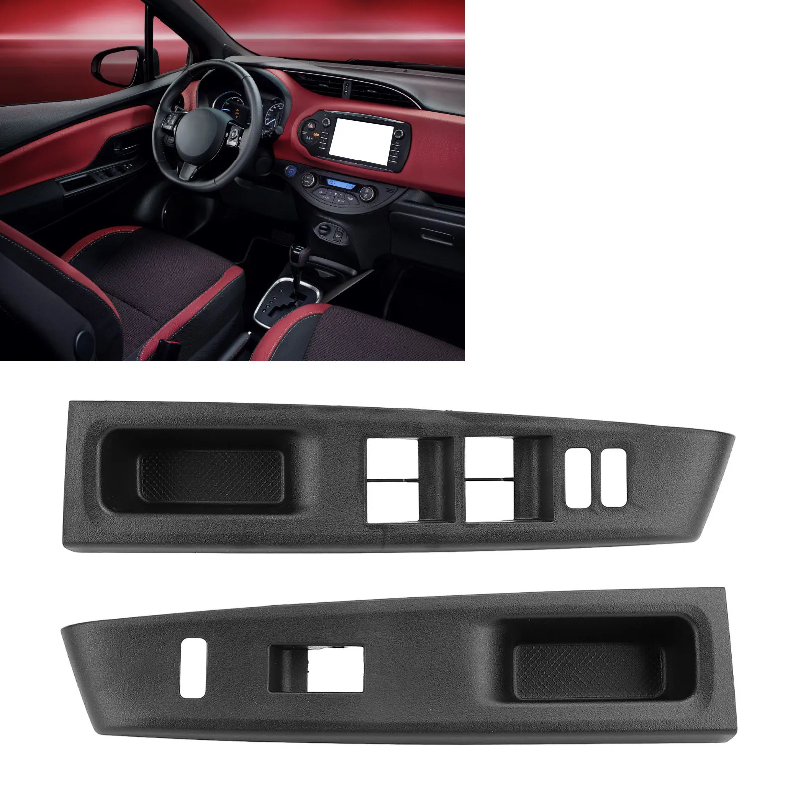 Front Armrest Upper Panel Sturdy Door Window Switch Bezel Cover Trim for Toyota Yaris 2012 to 2014