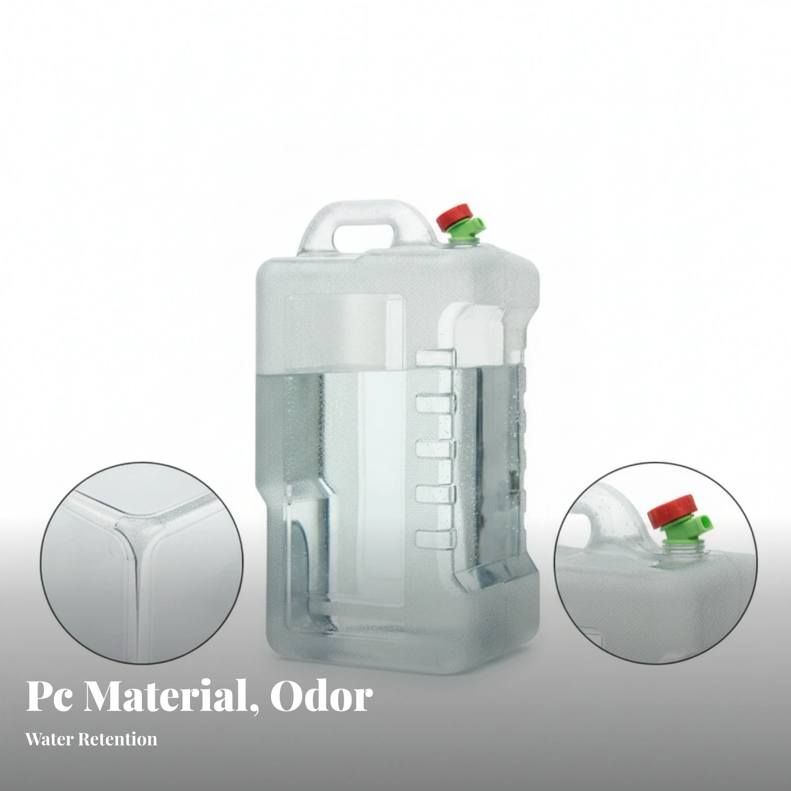 Large Opening Rectangular Water Container Water Container with Scale Top Handle Storage Gear Screw Cap for Camping, Outdoor Use view 4