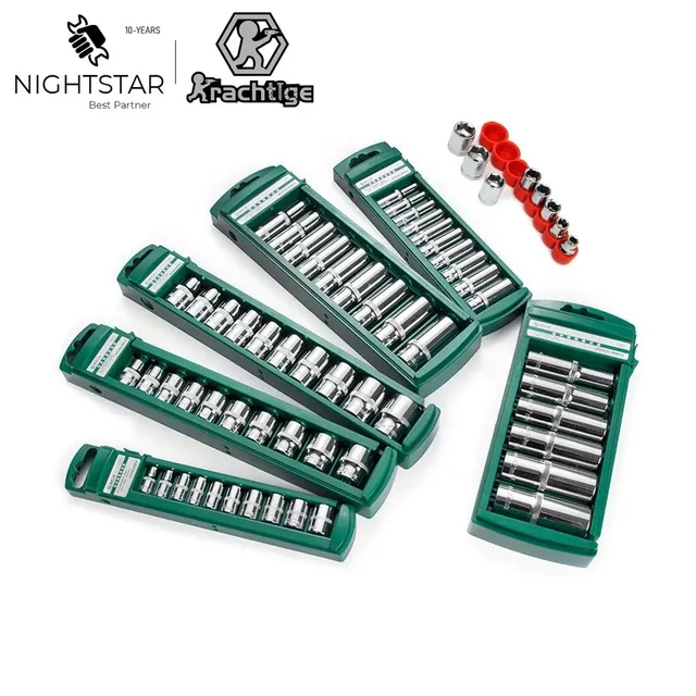 1/4” 3/8” 1/2” zestaw nasadek napędowych klucz metryczny nasadki nasadki zewnętrzne Cr-V głowica klucza narzędzia do demontażu opon 6/8/9/10 szt.
