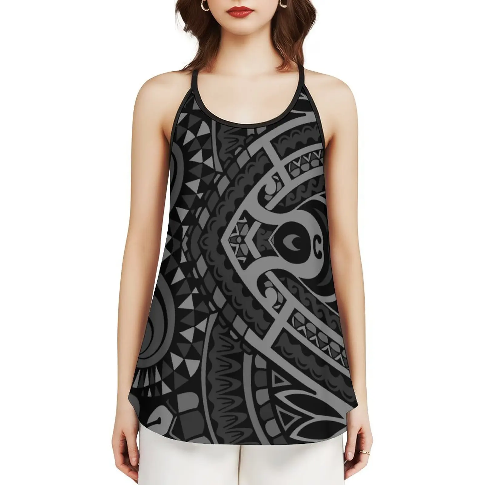 Samoa Design Women Summer Comfort Top Vest Polynesian Classic Women Custom Micro Elastic Comfort Fabric