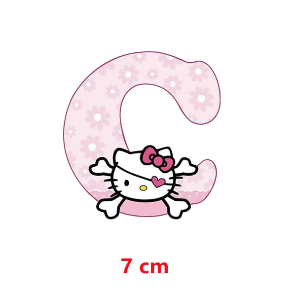 Hello Kitty 7cm A B C Letters Iron-on transfers for clothing patches thermo-stickers for children heat transfer vinyl