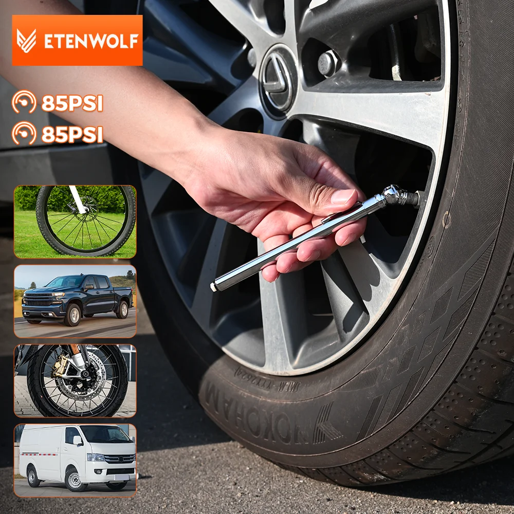 

ETENWOLF G102 Манометр для шин (10-85PSI), 2 шт. в упаковке с 16 колпачками для шин ANSI B40, 1 корпус из нержавеющей стали класса B для автомобилей, велосипедов