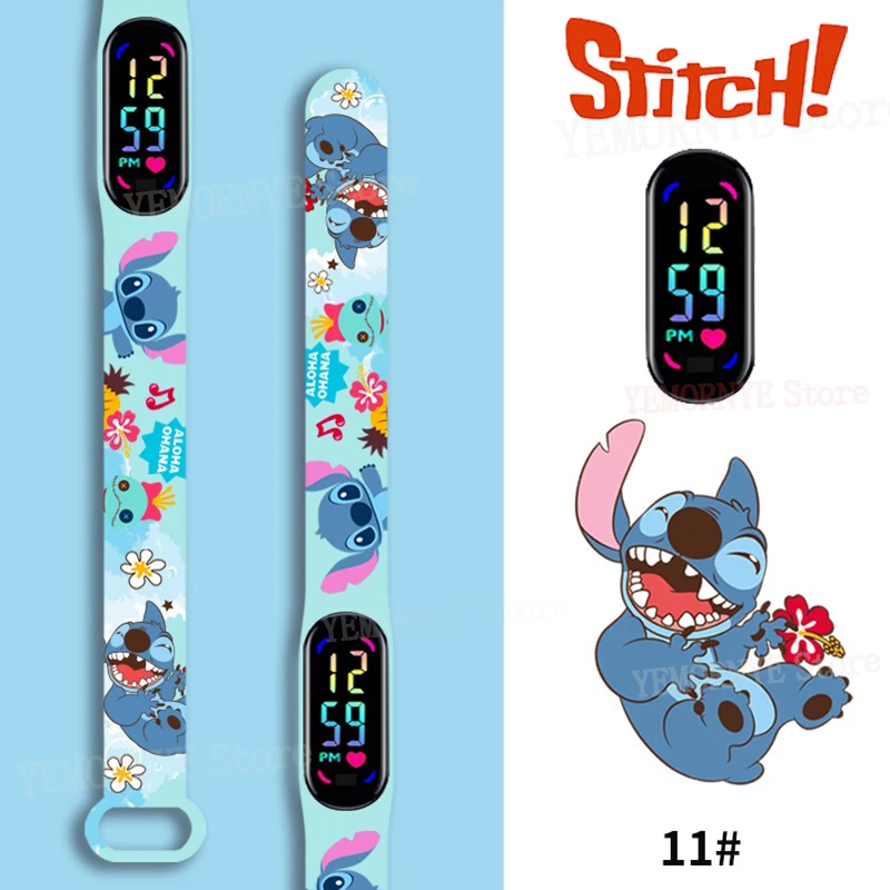 Disney Stitch Digital Kids' Watches Anime Figures LED Touch Luminous kids Sport Wristband Waterproof Digital Watch Birthday Toy