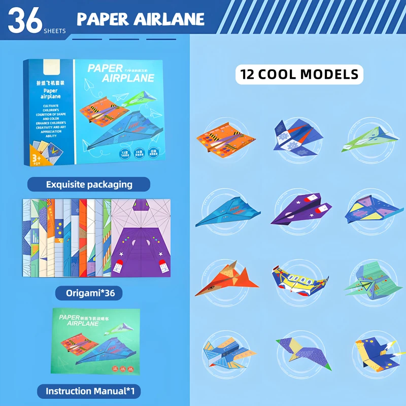 10/36/37 Sheets Origami Kit DIY Origami Paper Art Craft Projects Supplies Montessori Educational Handmade Toys for Children Gift