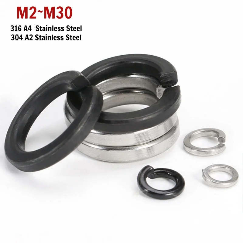 316/304 Stainless Steel Black Spring Split Lock Washer Elastic Gasket M2 M2.5 M3 M4 M5 M6 M8 M10 M12 M14 M16 M18 M20 M24 M27 M30