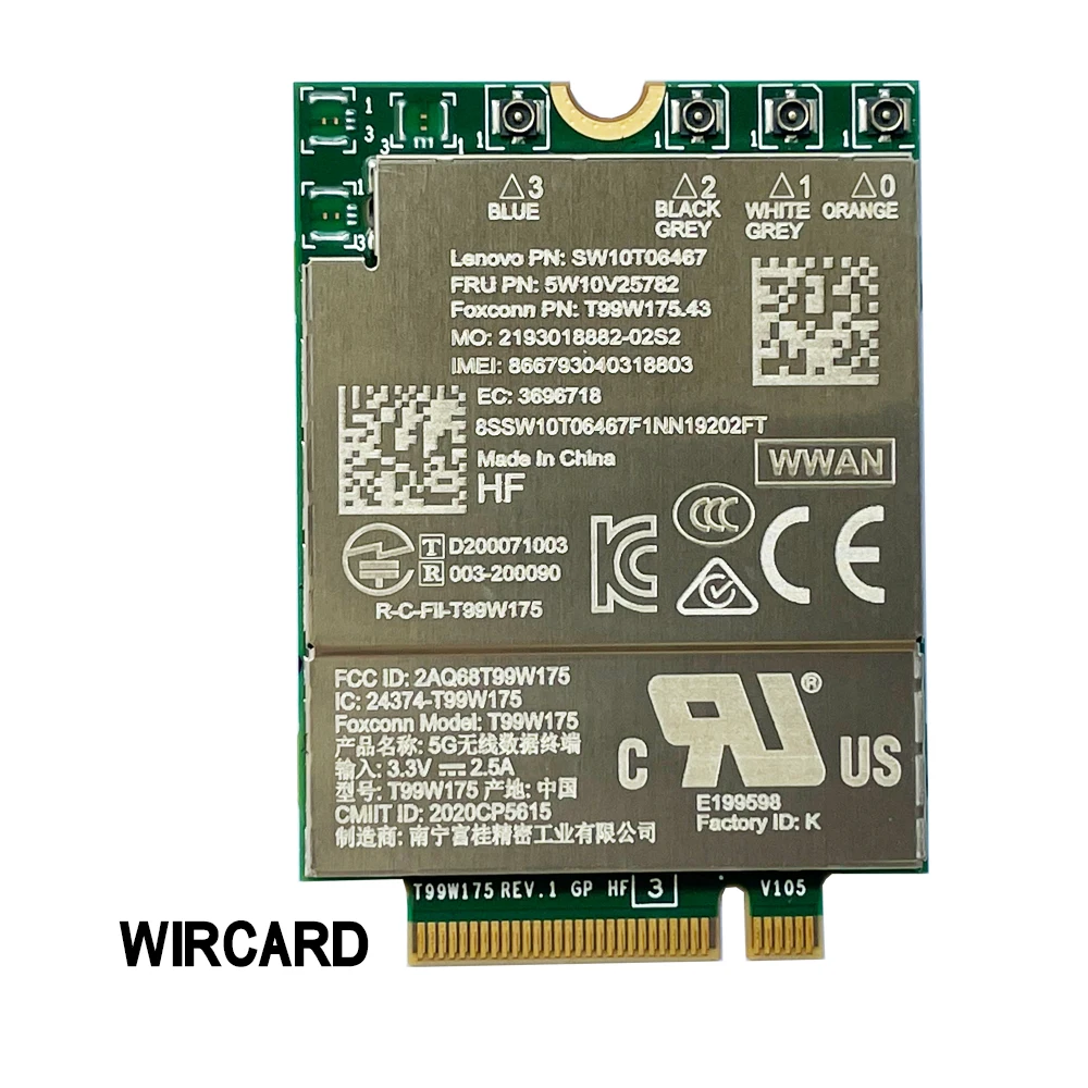 WIRCARD T99W175 T99W175.43 5G NR M.2 5G tarjeta FRU 5W10V25782 X55 5G módem para Yoga 5G-14Q8CX05 portátil IdeaPad 5G-14Q8X05