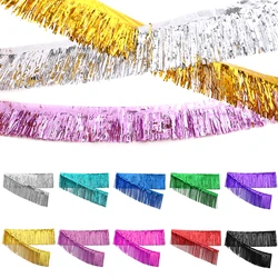 3m Tassels Banner Glitter Fringe Foil Tinsel Banners Party Wall Backdrop Decorations Rose Gold MetallIc Wedding Birthday Decor