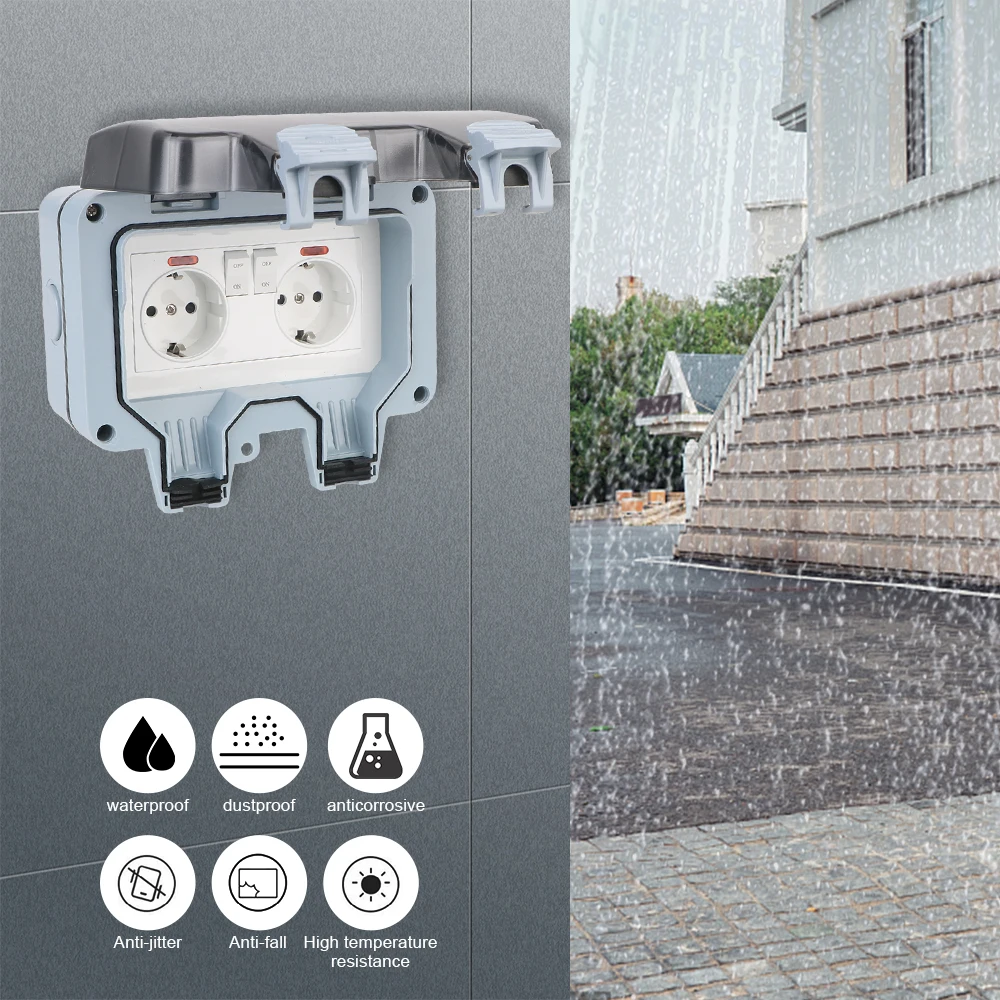 家庭と庭用のデュアルUSB充電ソケット,16a屋外用の電源ソケット,防水ip66,防水