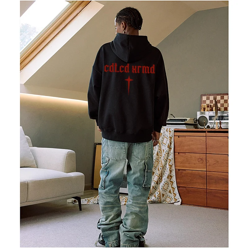 2025 — толстовка унисекс в стиле уличный хип-хоп — темный эстетический пуловер с перекрестным символом, Avant — повседневная толстовка унисекс Garde Urban