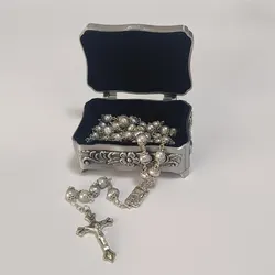 High-end Cross Necklace Jewelry Natural Freshwater Pearl Rosary Necklace with Gift Box