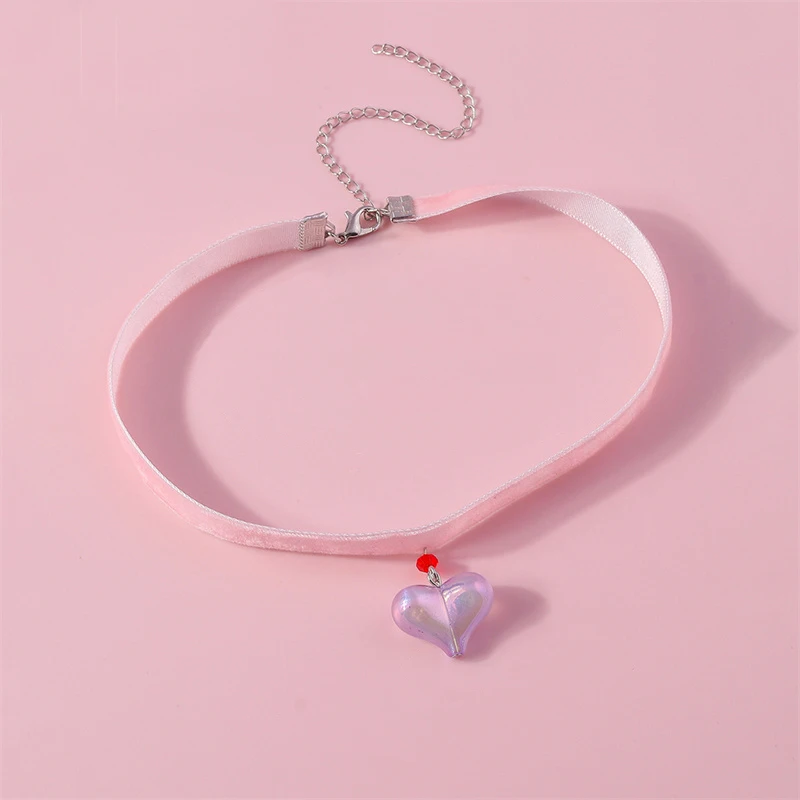 Aihua Sexy Rot Samt Choker Halsketten für Frauen Herz Halskette Kragen Hochzeit Schmuck Romantische Valentinstag Geschenke – Detail 5