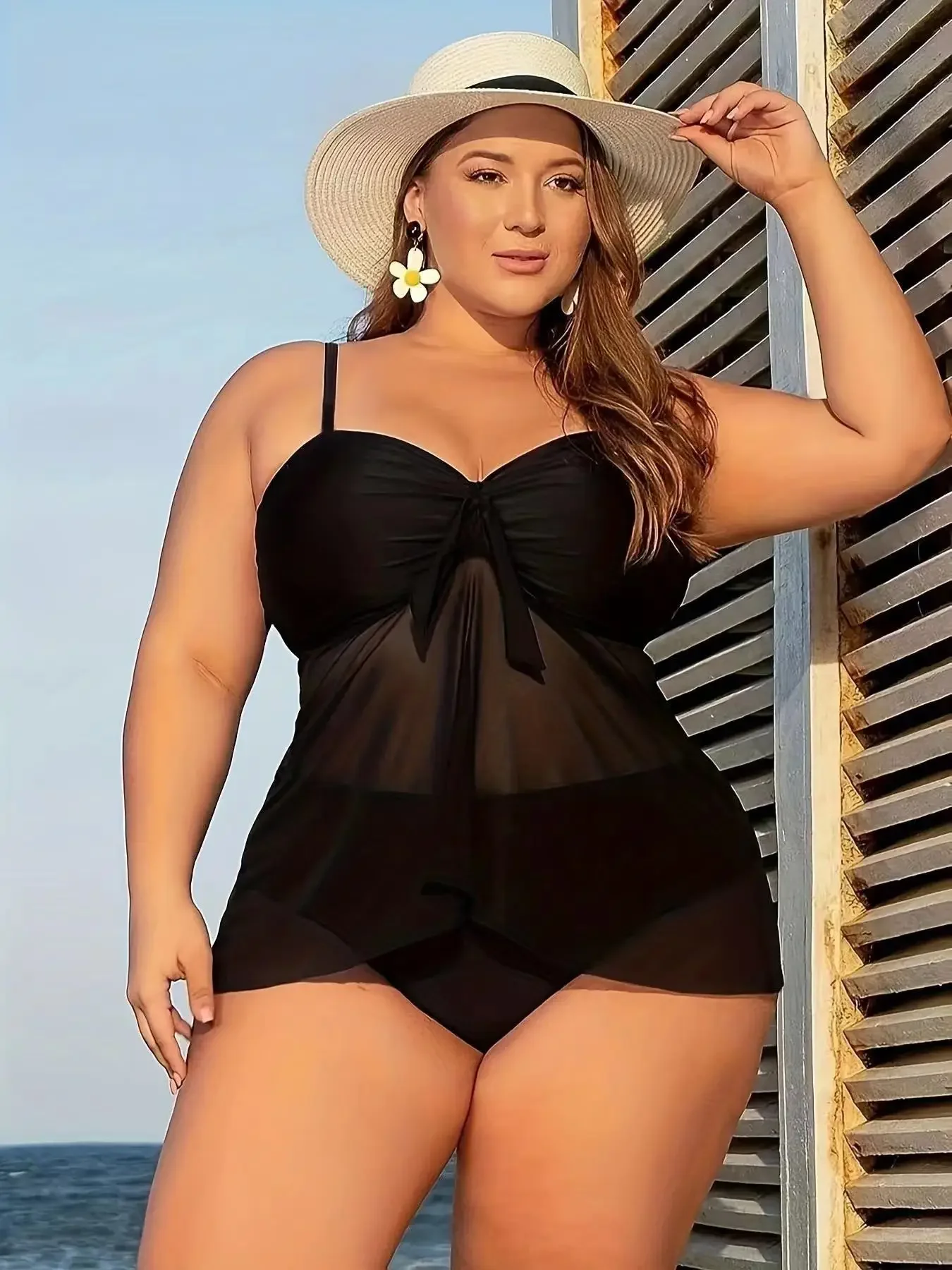 New Sexy Big Bikini Plus Size Swimdress for Chubby Women Swimsuit Brazilian Bathing Suit 2025 Mujer Large Swimwear Tankini Black