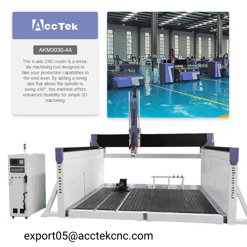 High Z Axis 4 Axis CNC Router with Rotary Axis, Sunken Table 3D Wood Foam Sculpture Machine for Customized Woodworking