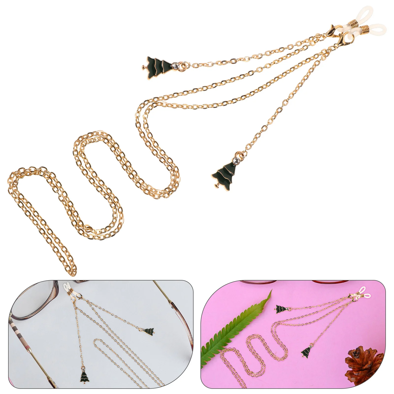 

1 Pair Metal Glasses Chain For Women Men Christmas Tree Pendant Eyeglass Holder Alloy Sunglasses Strap Neck Retainer Accessory