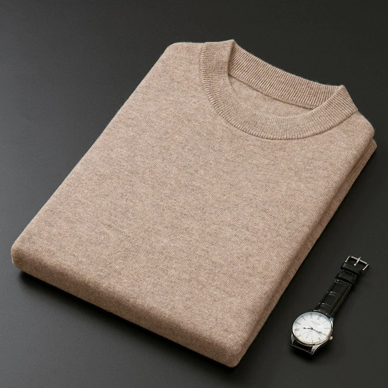 

Classic Round Neck Pullover Men Sweater 2023 Autumn Winter Cashmere Cotton Blended Warm All-match Knitted Jumper Pull Homme