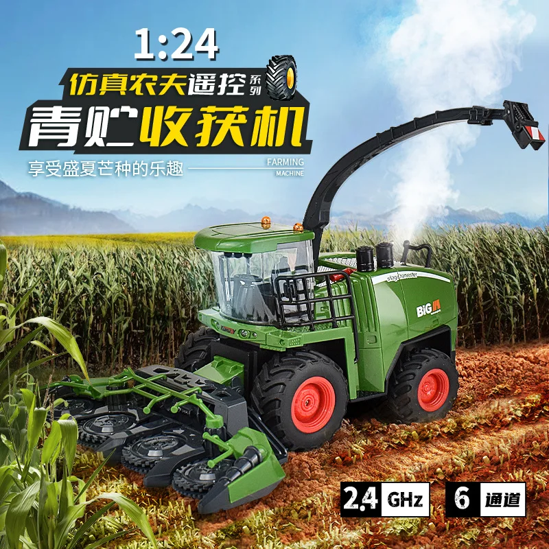 Electric RC Harvester vehicle Large Simulation Farmer Engineering car Farm Harvester Transport Toy Set for boy's gift