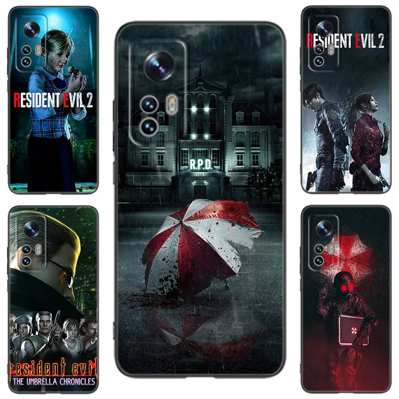 R-RESIDENT GAME EVILS Black Silicone Phone Case For Xiaomi 9T 10T 11T 12 12S 13T 14 Pro 9 SE 11 Lite 12T 12X A1 A2 A3