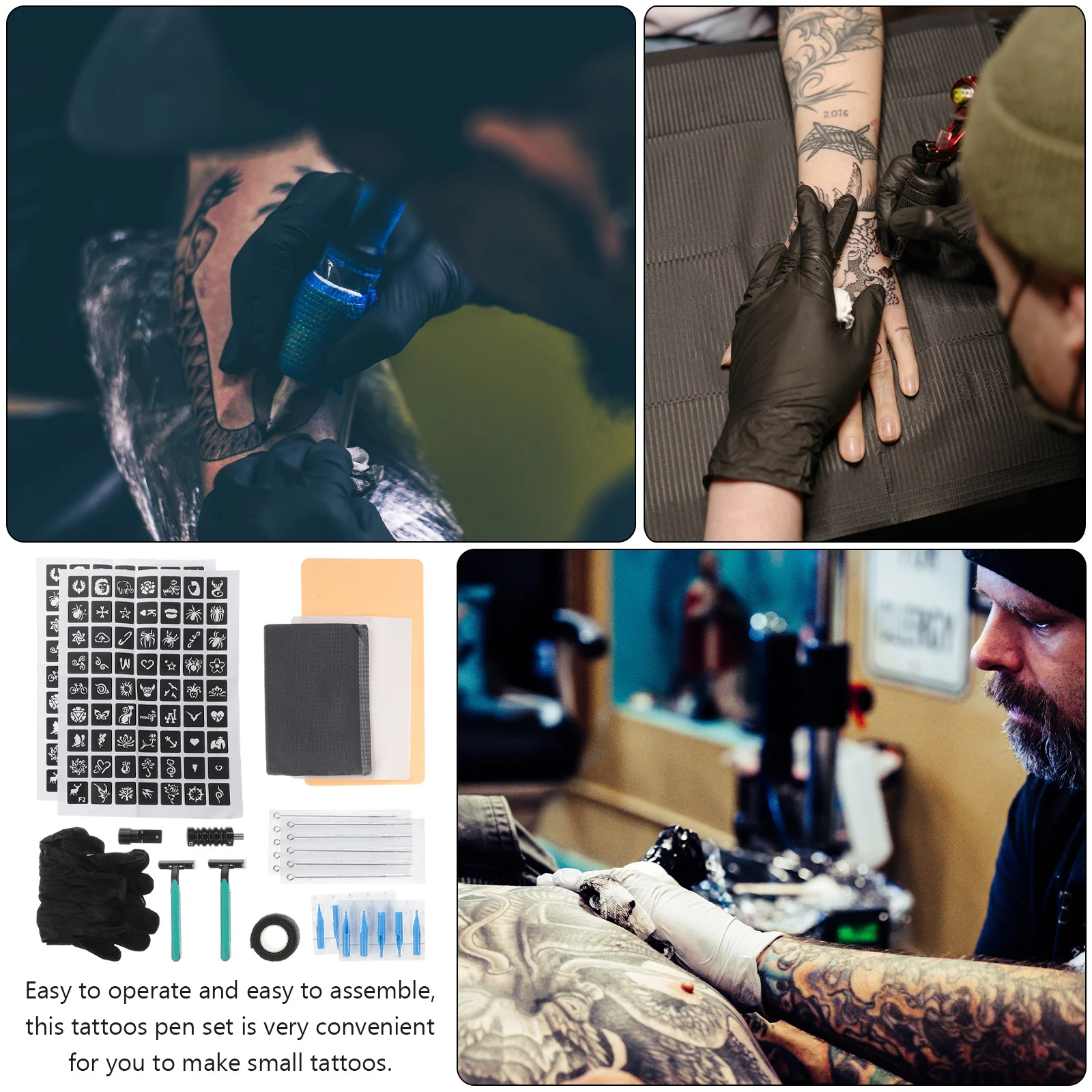 

1 комплект профессионального набора для татуировки: стильная многофункциональная подставка для ручек для самостоятельной практики татуировки, легкий компактный дизайн с иглами