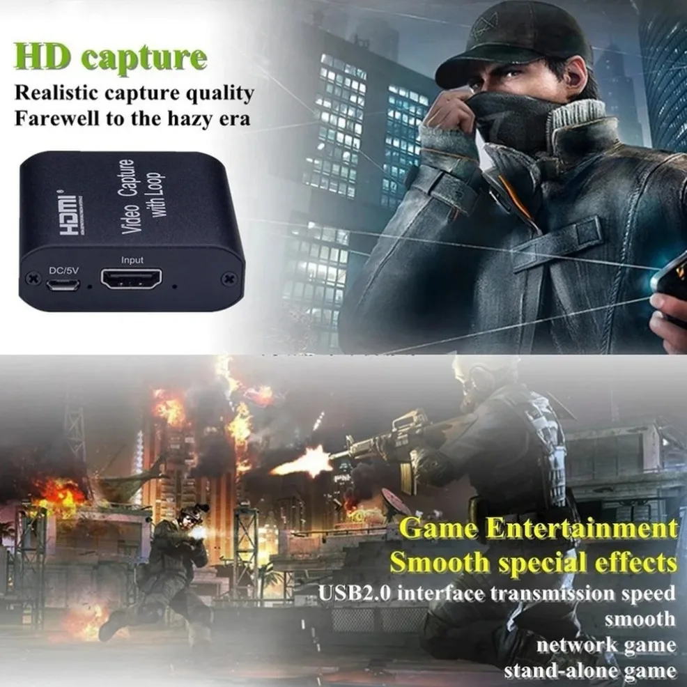 HDMI Video Capture Card com Loop Out, Gravação de jogos, Live Streaming, Grabber para transmissão ao vivo, Switch, Xbox, PS4, PS4, 5, 1080P, 4K