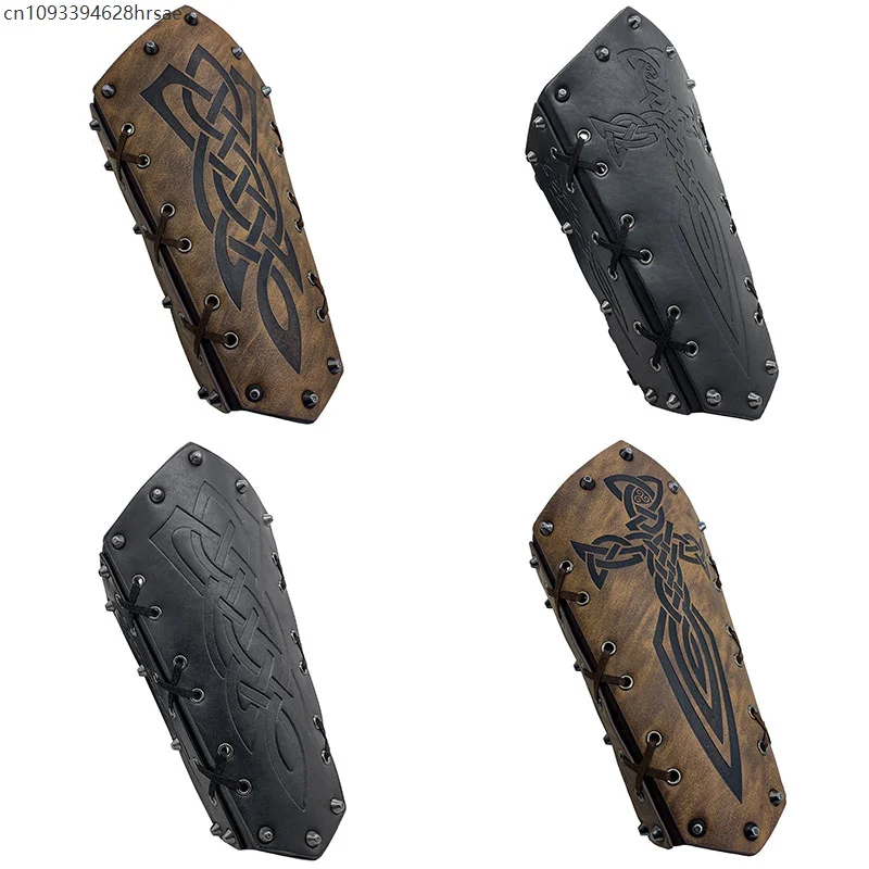 1/2 Pcs Medieval PU Leather Armor Arm Warmers Lace-Up Viking Pirate Knight Gauntlet Wristband Bracer Larp Cosplay Accessories