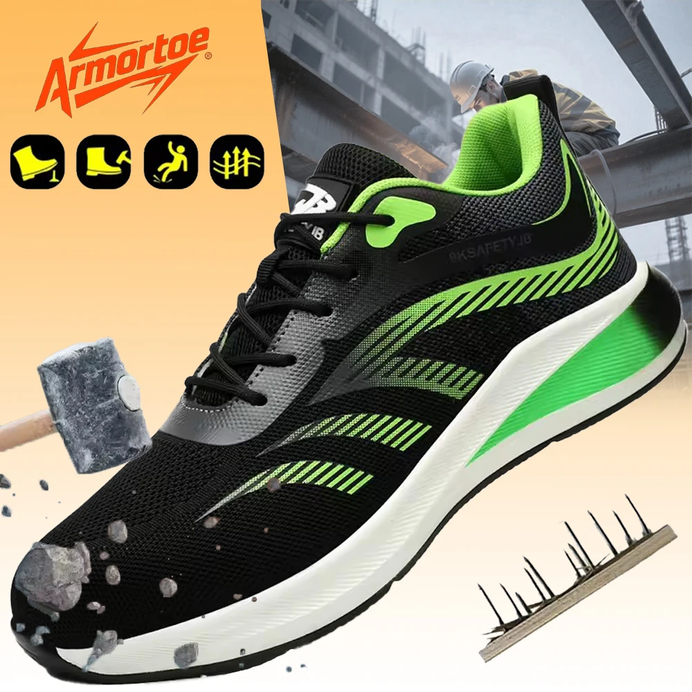

ArmorToe Four Seasons Models Steel Head Anti-smash Safety Shoes Wear-resistant Work Shoes Fashion Breathable Sneakers #Armor2801