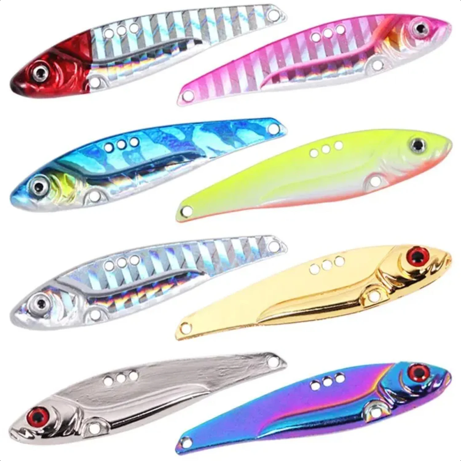 

Dragon Tooth 7g-18g Laser VIB Zinc Alloy Iron Plate Hard Bait for Long Cast Luya Fishing with Blood Slot Hook and Three Total We