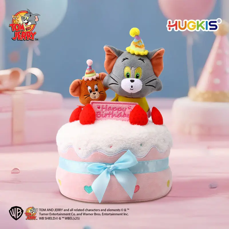 

Плюшевая игрушка HUGKIS из серии «Торт на день рождения кота Тома», милый брелок-подвеска для сумки, аниме-аксессуар, кавайная кукла Джерри, подарок-сюрприз