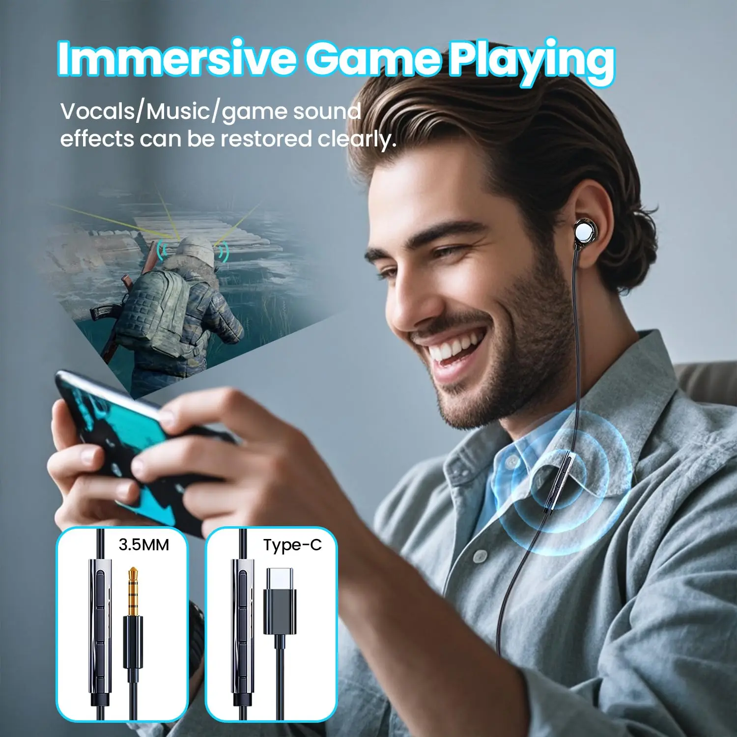 USB نوع C السيراميك السلكية سماعات 3.5 مللي متر HIFI ستيريو الرياضة سماعات الموسيقى مع ميكروفون ياربود لسامسونج آيفون 16 شاومي