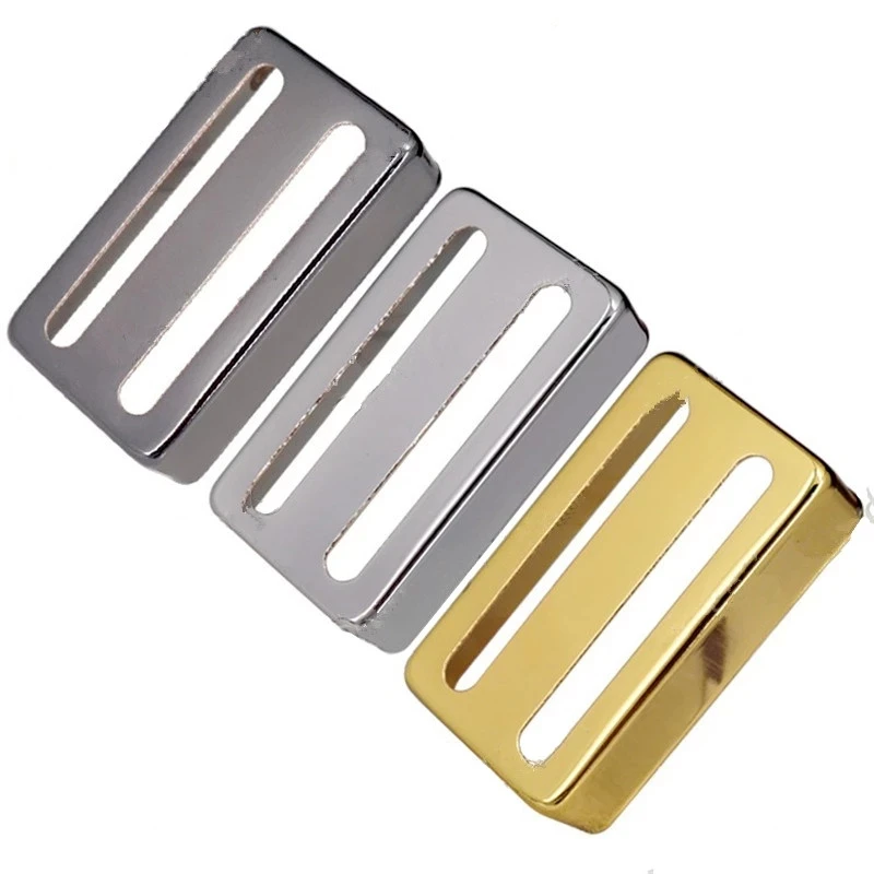 ハムバッカーピックアップカバー、エレキギター用2ラインホール、シェルトップアクセサリー、ゴールド、シルバー、ブラック、ブラス、1個