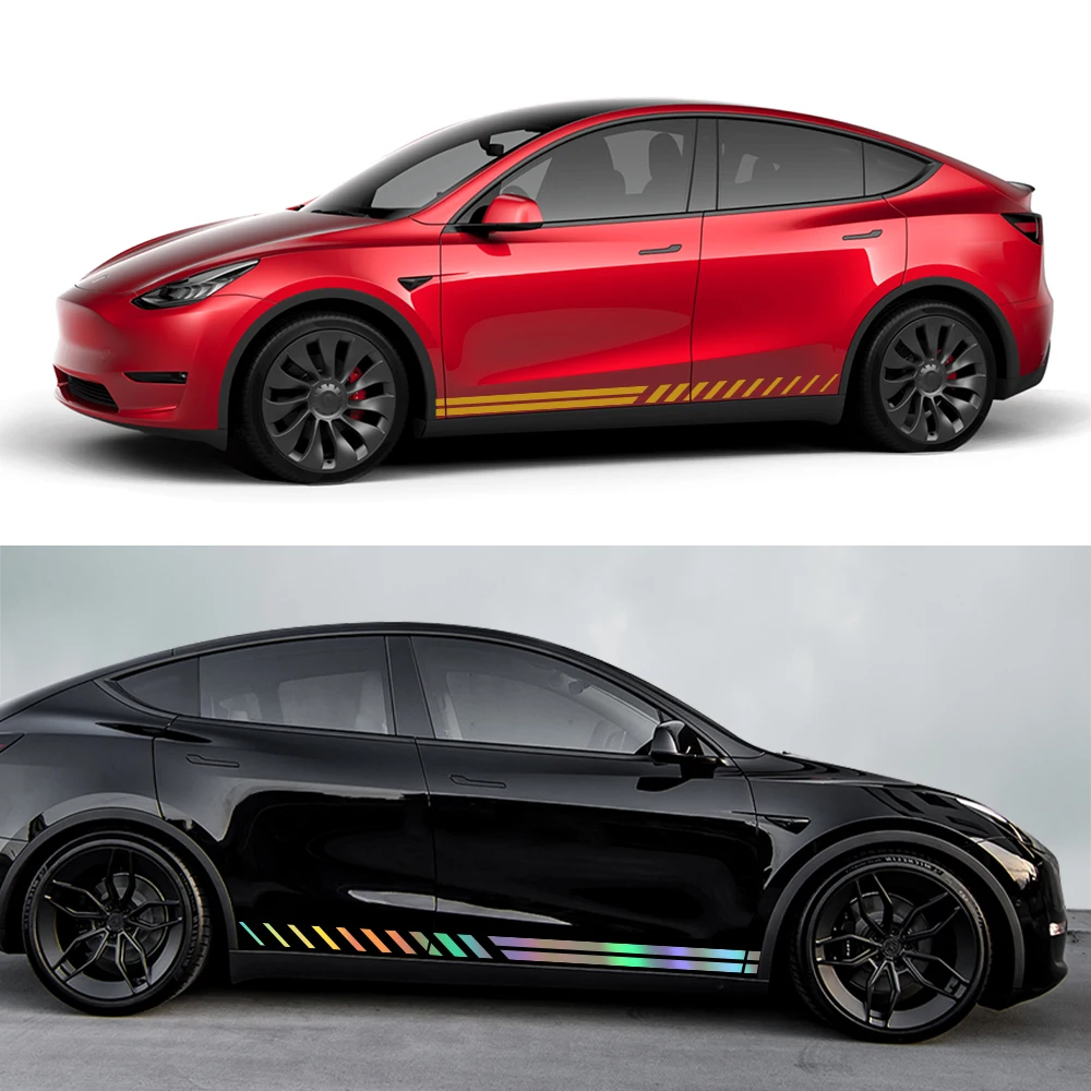 ل تسلا نموذج Y باب السيارة ملصقات جانبية سيارة مقاوم للماء الفينيل فيلم السيارات التصميم الخارجي الشارات اكسسوارات ديكور السيارات