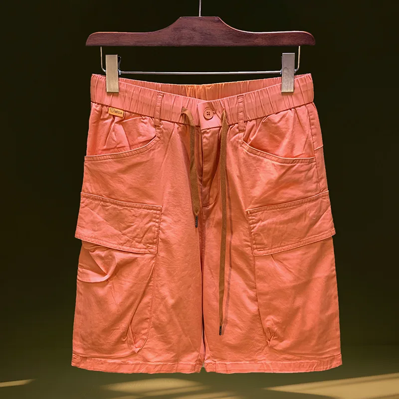 

Летние мужские шорты спецодежды с несколькими карманами 2025 года, тонкие и свободные повседневные трендовые пляжные брюки пять четвертей.