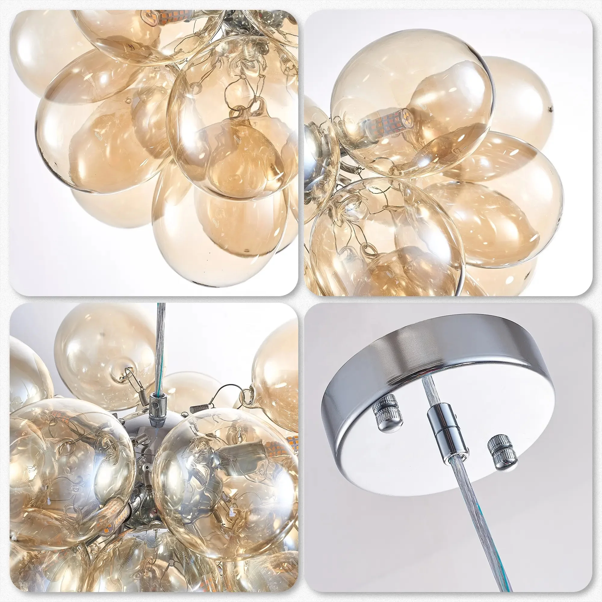 Bubble Glass LED Hanging Lamps Chandelier Lighting Suspension for Living Room Home Decor Indoor Lighting