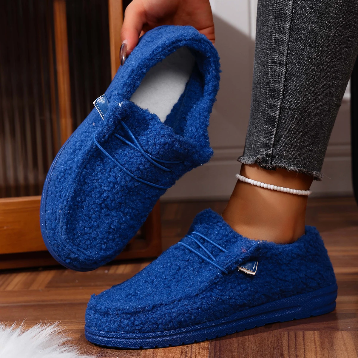 

Women Flats Boots New Fashion Winter Warm Plush Shoes Casual Comfortable Thick Bottom Flats Boots Women Shoes Mujer