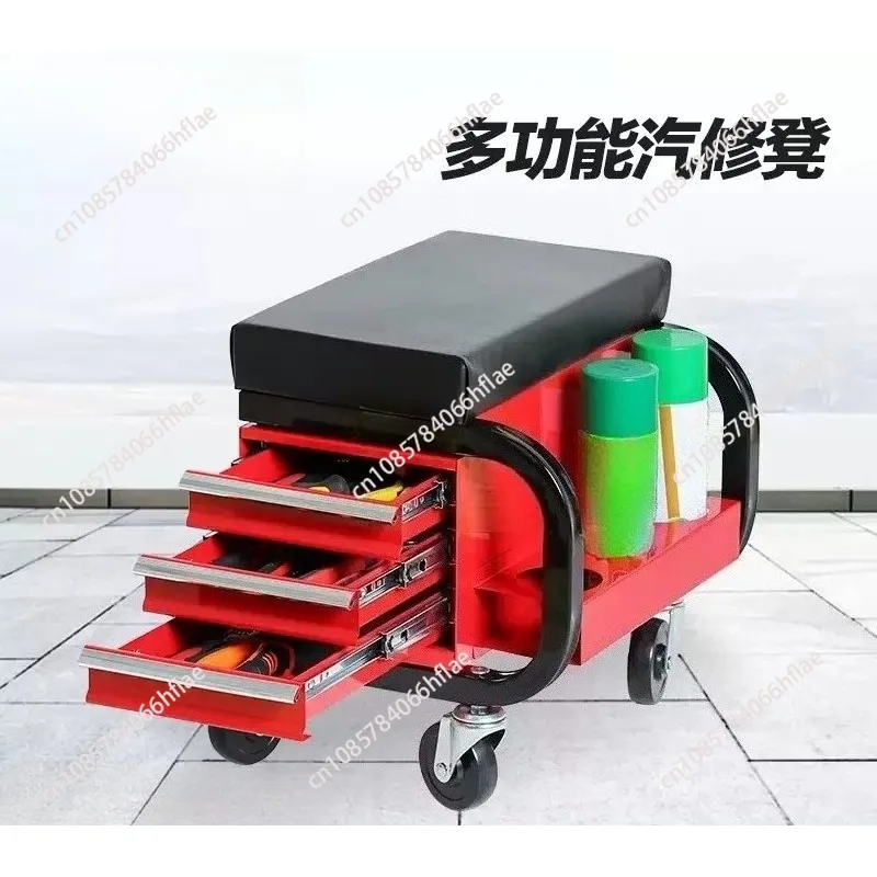 Multi-Purpose Workshop Maintenance Tool Table with Wheels, 3-Drawer Mobile Tool Storage Cabinet Bench