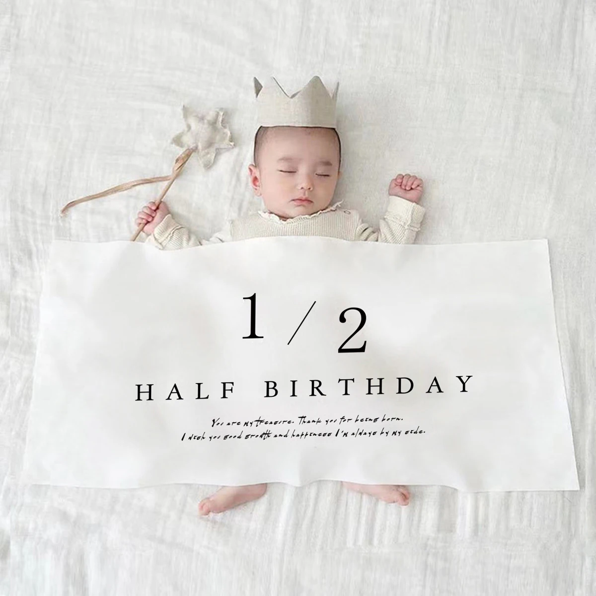 Half birthday hanging cloth decoration photo props growth record baby half-year-old poster