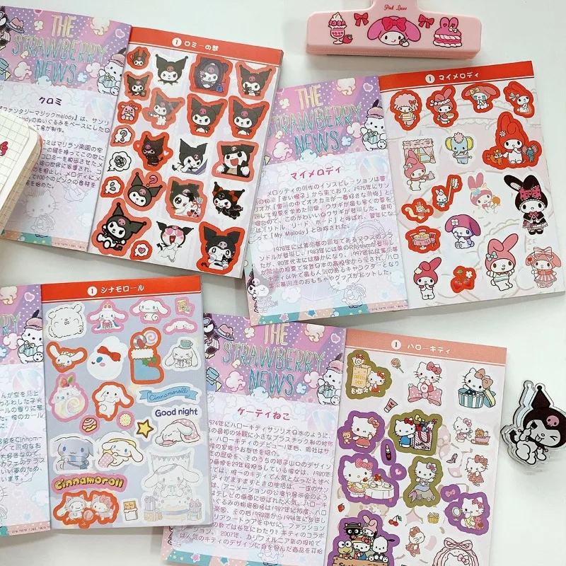 

450 шт./компл., наклейка Sanrio, книга, милый мультфильм «Hello Kitty My Melody», декоративная наклейка, наклейка на книжную полку на холодильник, аксессуар, подарок