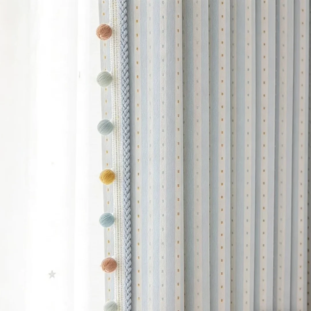 Cream wind chenille jacquard curtains children's room bedroom shading bay window high sense French luxury curtains