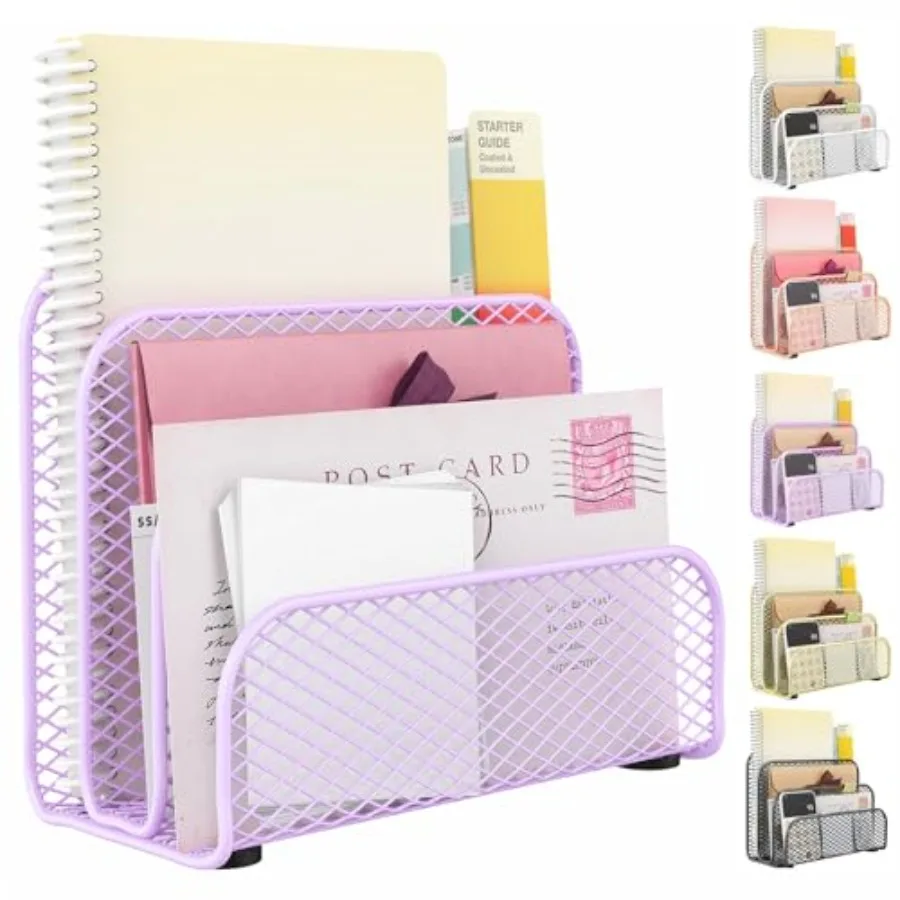 

Mail Organizer Countertop, Metal File Holder with 3-Slot, Desk Accessories and Workspace Organizers