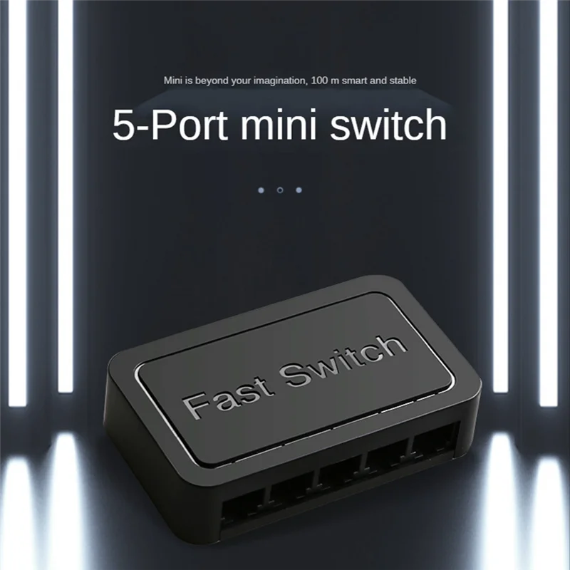 

Mini 5 Port Network Switch Ethernet Switch Internet Splitter Desktop 10/100/1000Mbps RJ45 Hub, Gigabit Black, US Plug