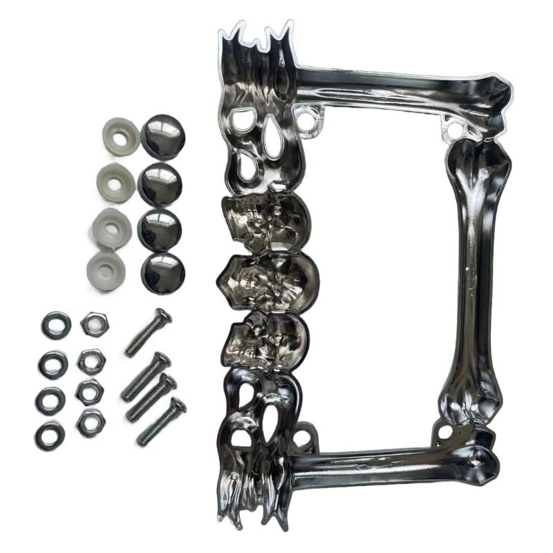 QM82 Skull Head Motorcycle License Plate Frame for Front Rear